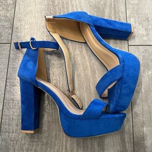 Blue chunky heel with ankle strap